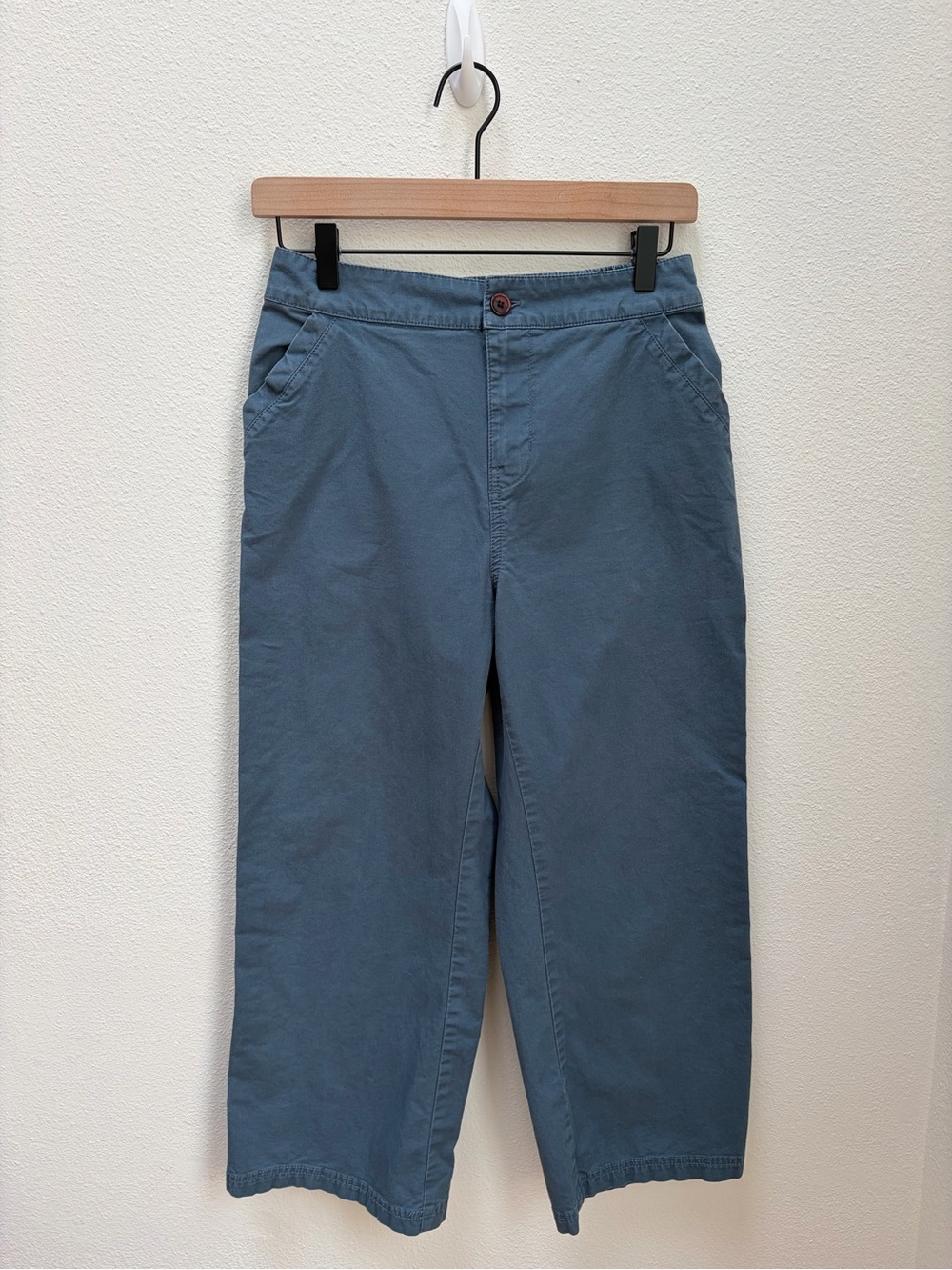 Pact Straight Leg Pants Cropped Ankle Casual Trousers Cotton Blue Size Medium